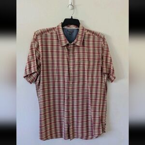 Toad & Co Airscape Plaid Organic Cotton Short Sleeve Button Up Shirt Mens XL